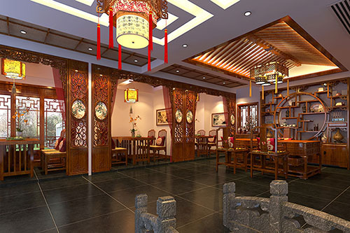 洋浦经济开发区优雅恬淡中式茶叶店装修设计效果图